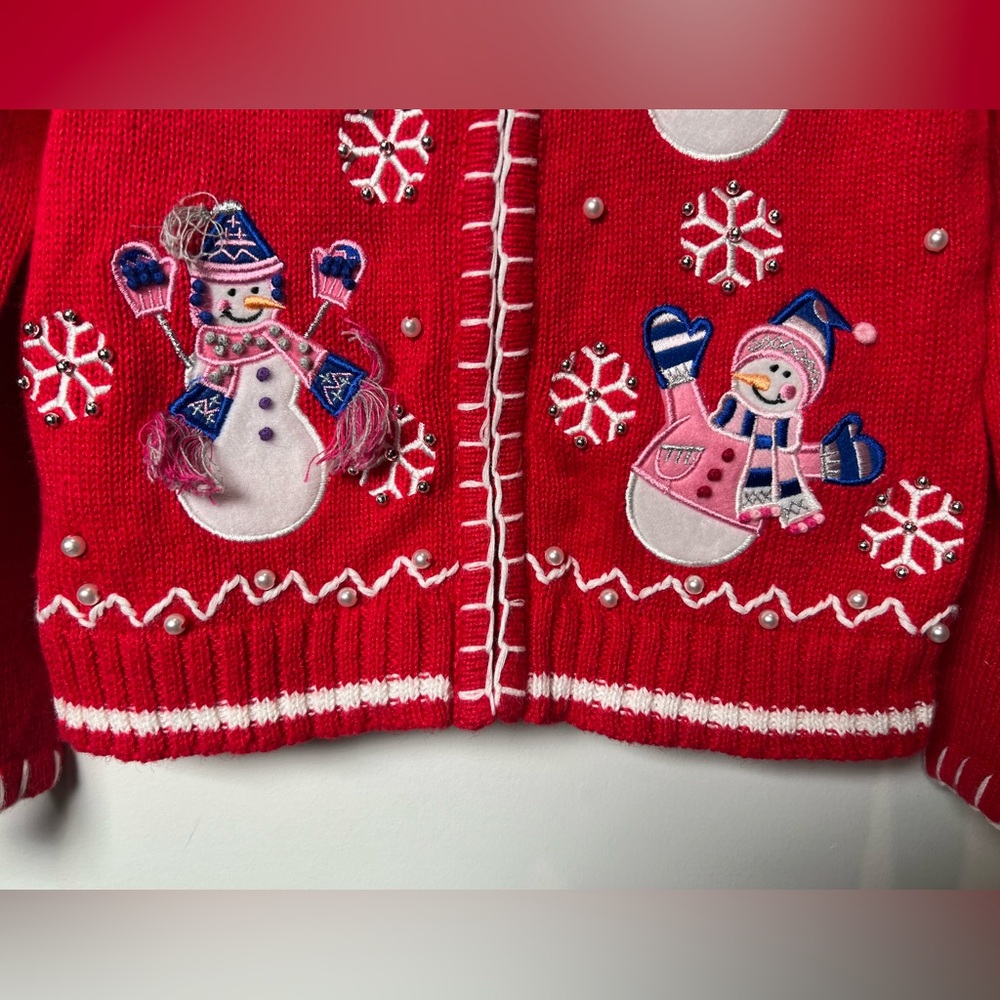 Vintage Kobe Kids Cardigan Christmas Winter Holiday Girls Size 2 Snowmen NWT - Picture 4 of 9
